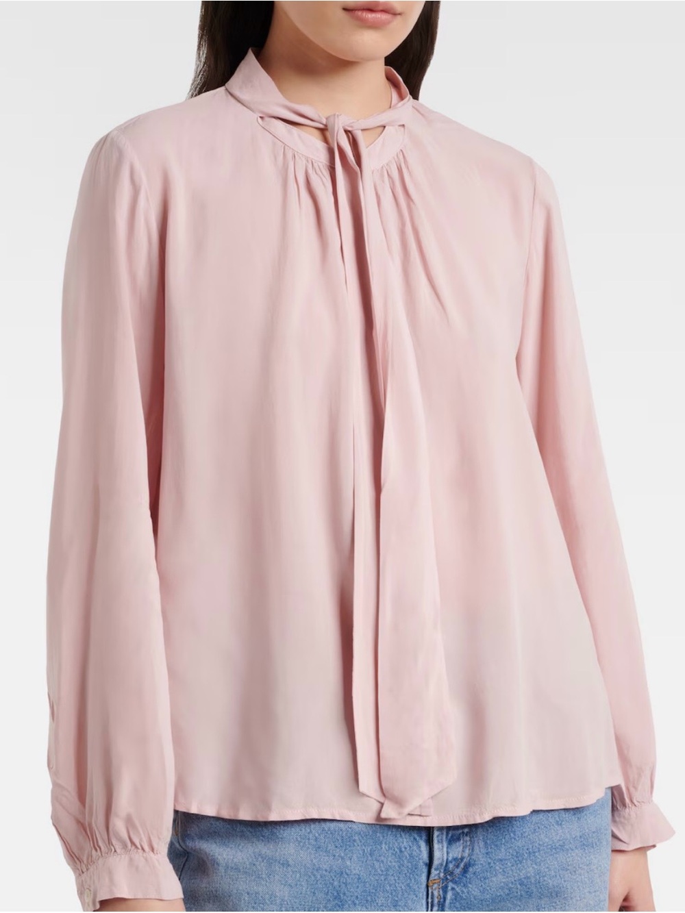 Velvet Gabrielle draped rayon challis blouse with tie